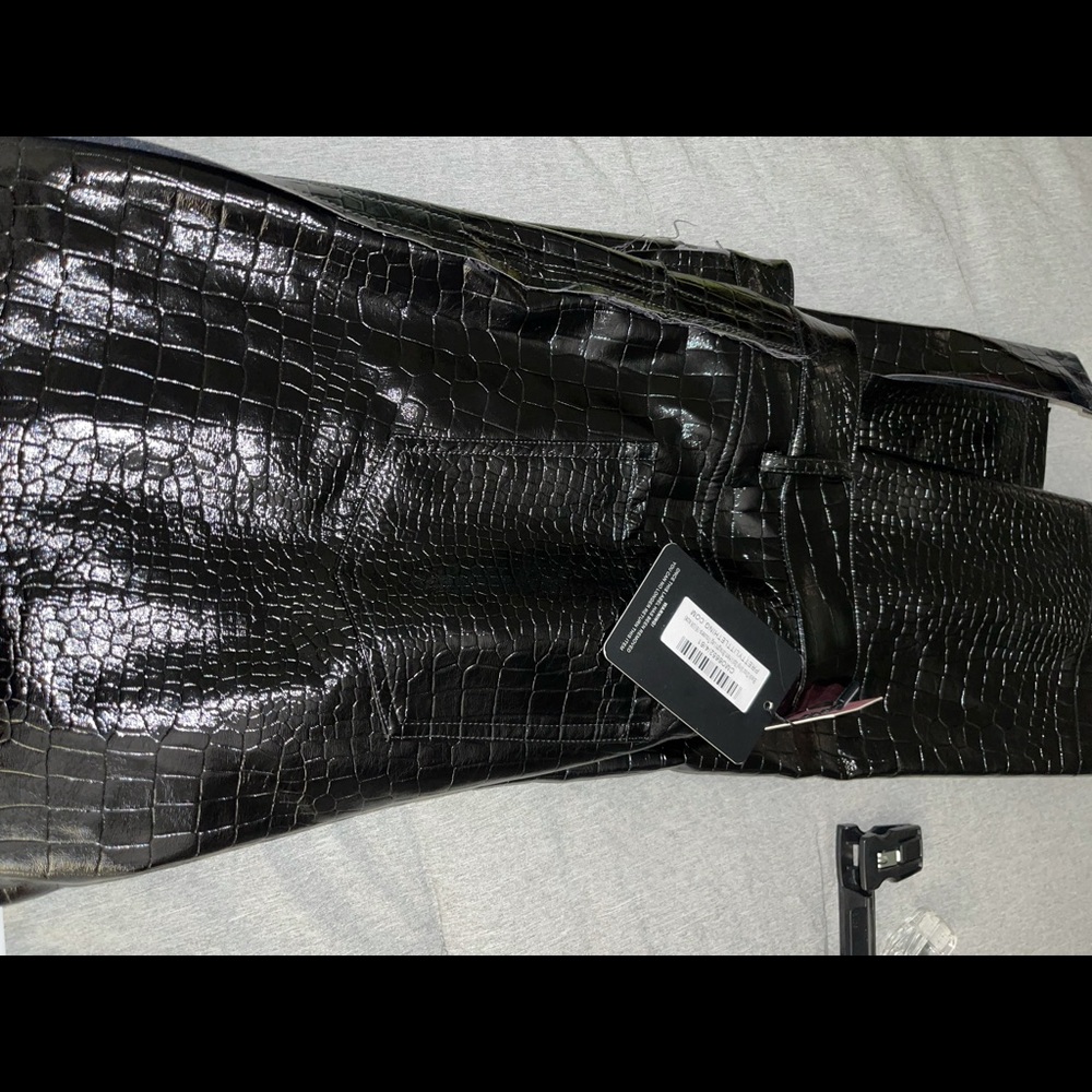 PLT Faux Leather Alligator Print pants